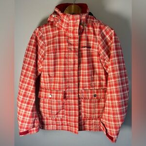 Vintage Descente DNA Ski Jacket Women’s Size 4 Red Plaid Insulated Zip Pockets